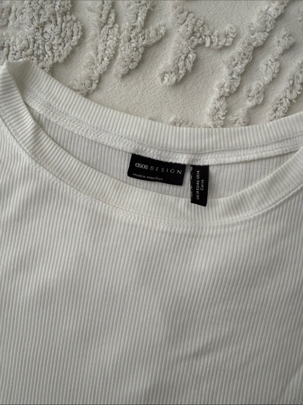 ASOS White Ribbed-Like Relaxed Tunic Tee - Picture 4 of 7